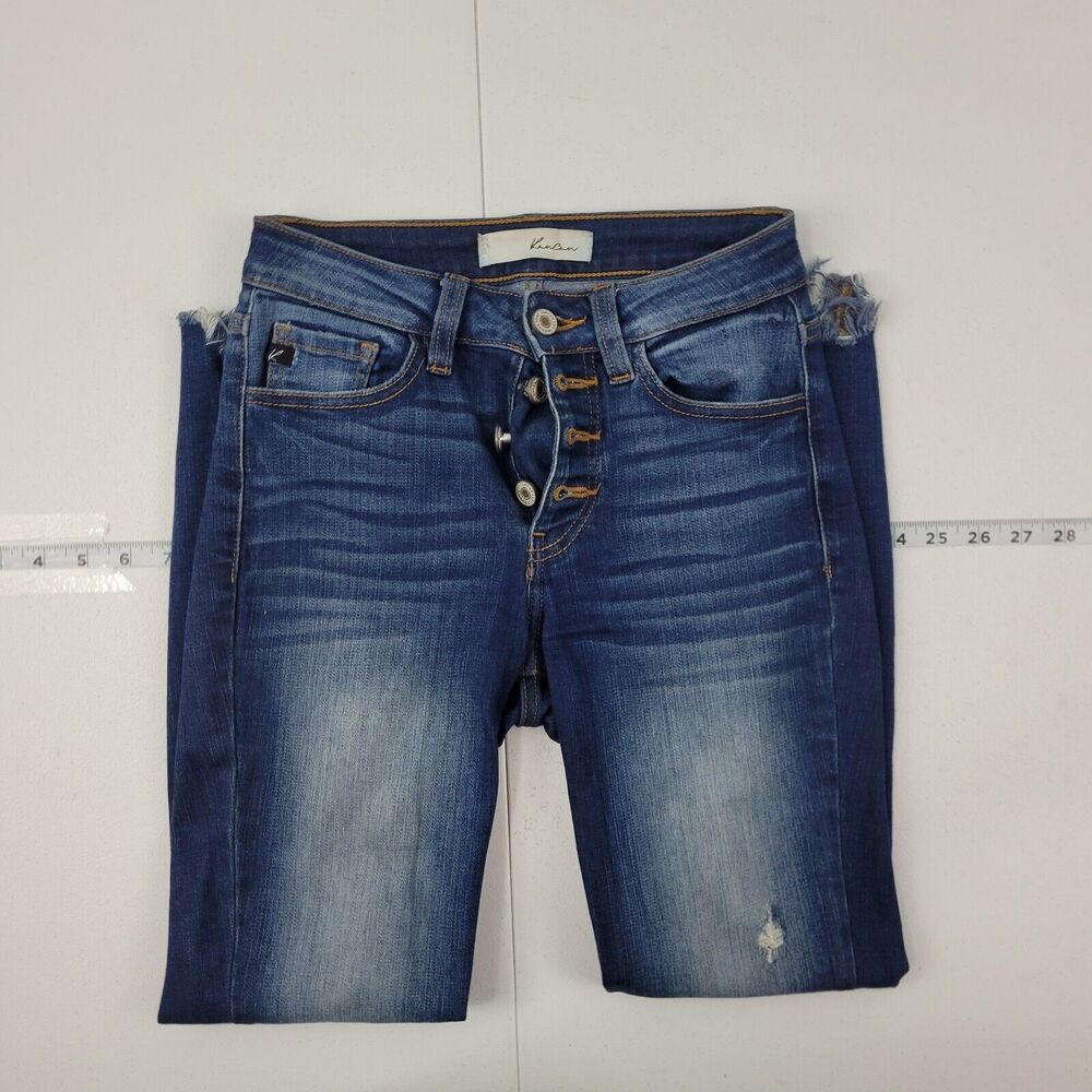 Kancan‎ High rise ankle skinny jeans 1/24 distressed blue 3089 button fly